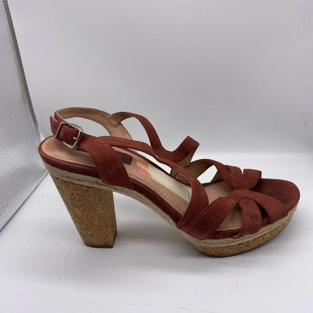 Nurture Rust Color Cork Platform Heels Size 9.5